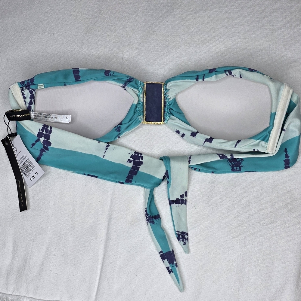 ViX Paula Hermanny Batik Bandeau Bikini Top - Blue Teal - Size M - NWT - Picture 5 of 11